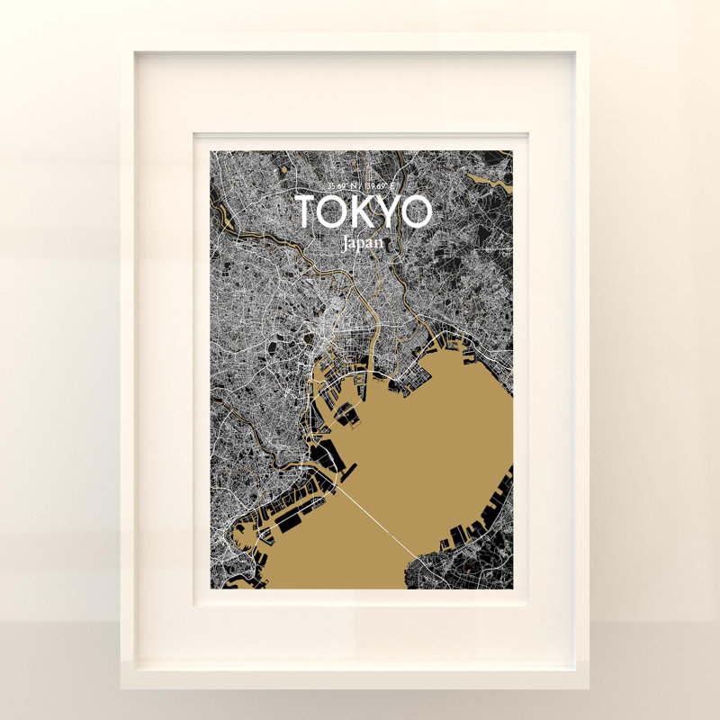Tokyo City Map in Luxe 1 Piece Wall Art, 24cm H x 18cm W x 0.05cm D