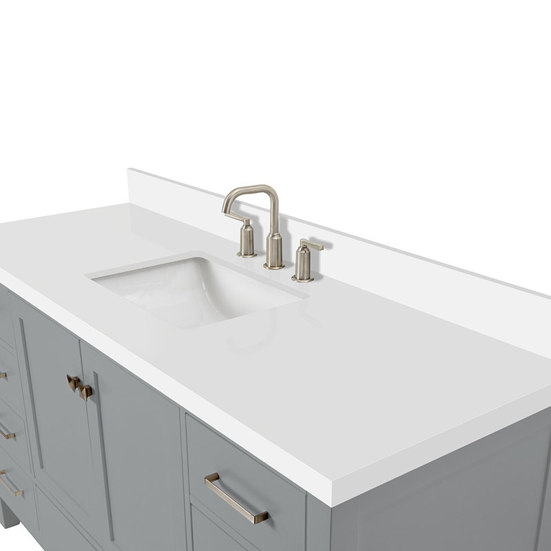 Cambridge 61'' W Single Vanity, Satin Nickel, Gray