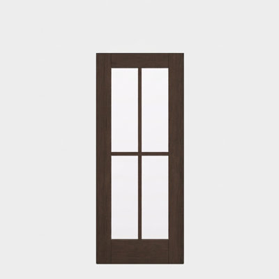 80" Slab Mahogany Exterior Door, SDL 4 Lite, Unfinished