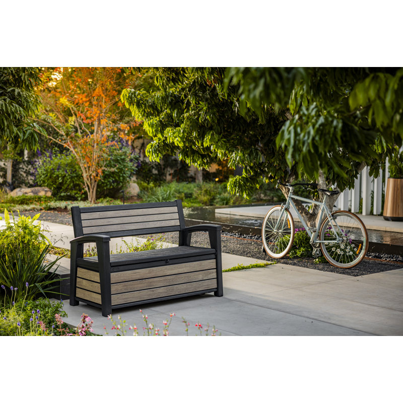 Keter Eden Bench Outdoor Storage Box, Signature Ashwood