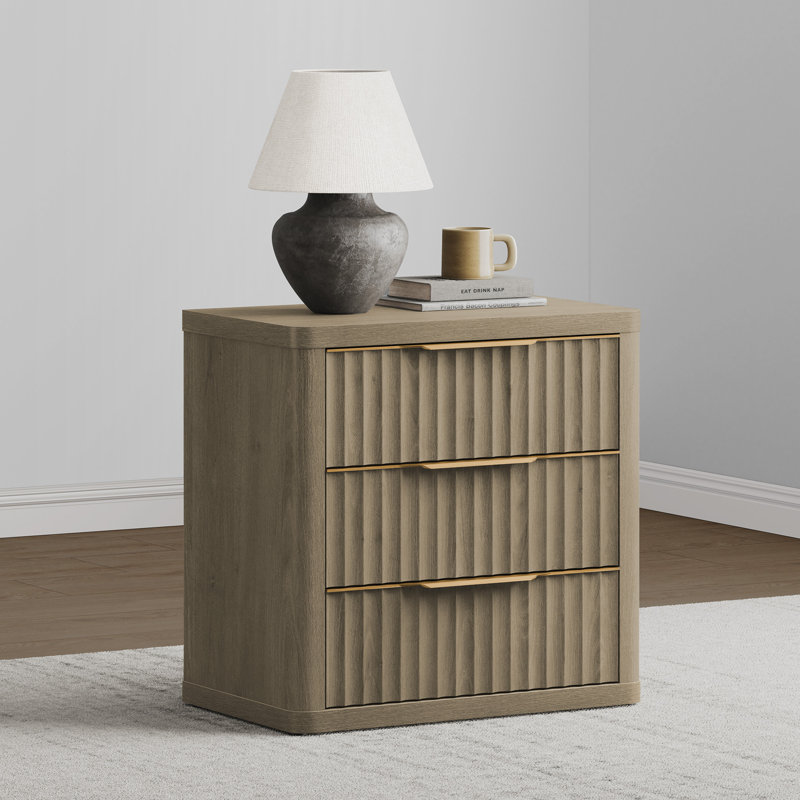 Cesiro 3-Drawer Nightstand with Metal Glides, Individual, Gray
