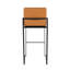 Tabouret de bar contemporain à dossier haut de 76 cm (30 po) en métal noir et similicuir camel - Ensemble de 2