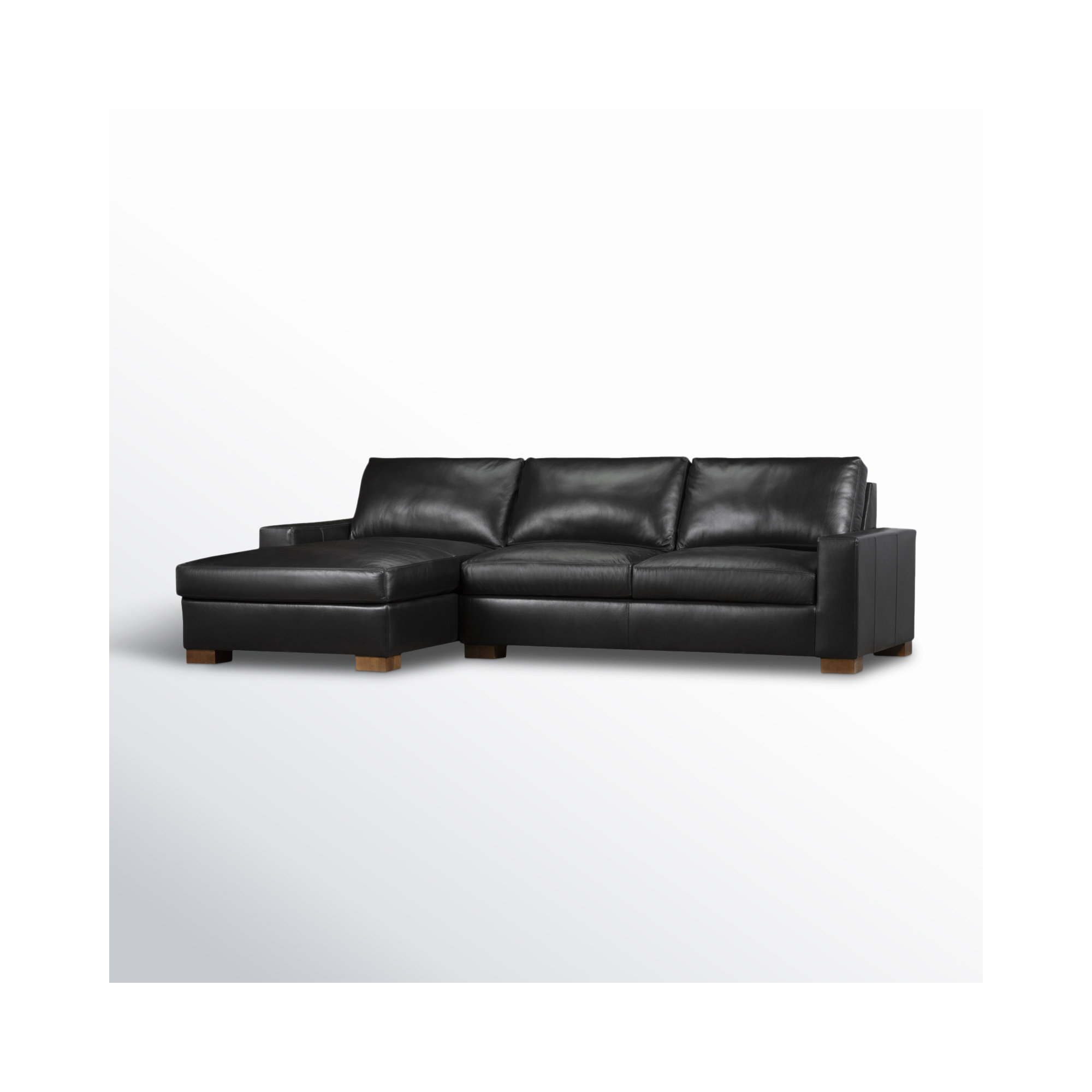 Jonie Genuine Leather 2-Piece Chaise Sectional, Left Hand Facing, Revelation Midnight Genuine Leather