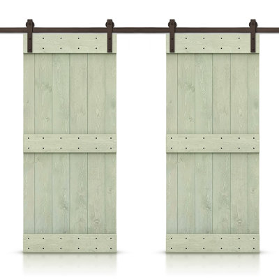 Panelled Wood and Metal Solid Wood Barn Door