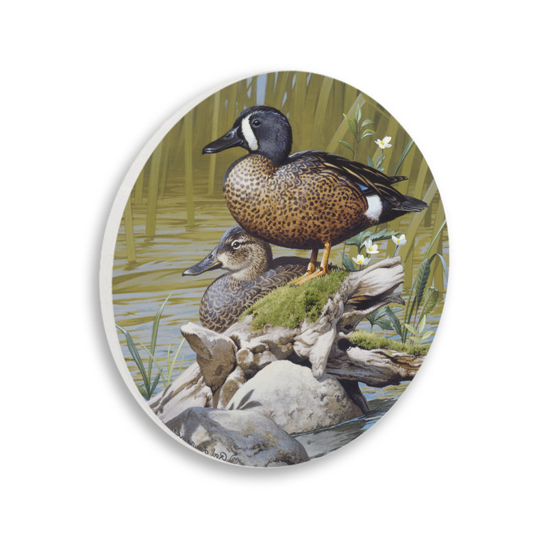 Plaque murale bleue à ailes bleu sarcelle et canard bleu sarcelle par Rod Lawrence
