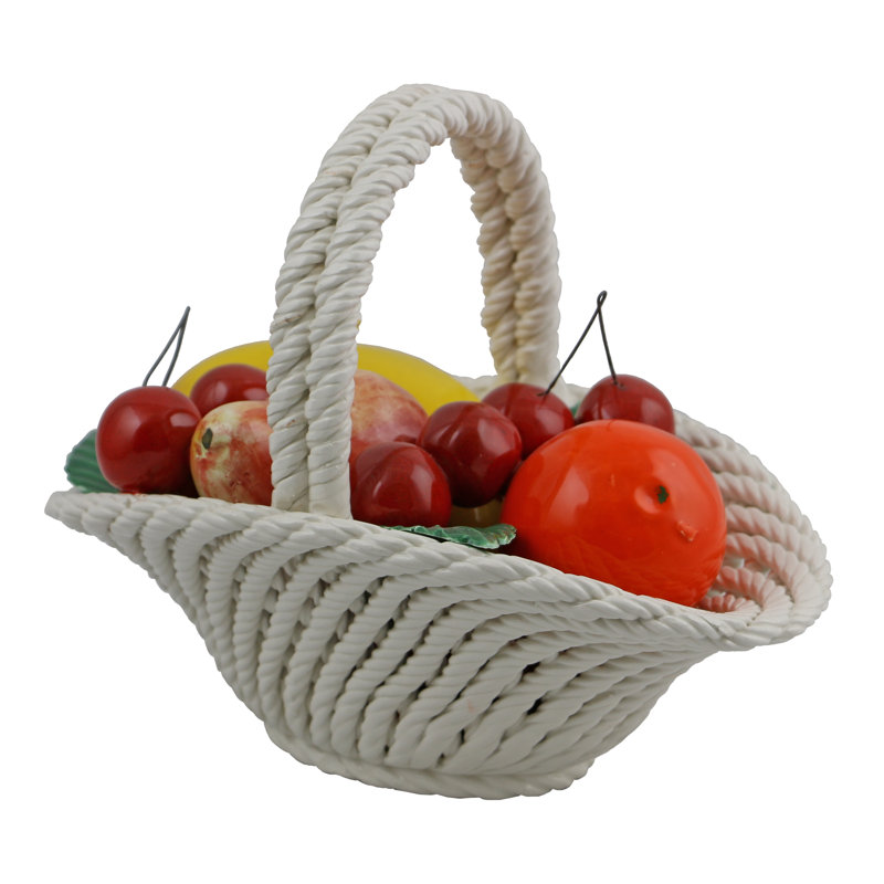 Sculpture de panier à plat ovale capodimonte italien authentique