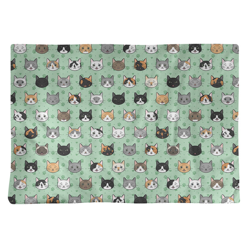 Napperon en coton 18 po Kitty Cat, Vert