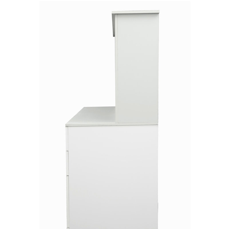Bureau d'ordinateur personnel avec armoire, finition laquée blanc clair
