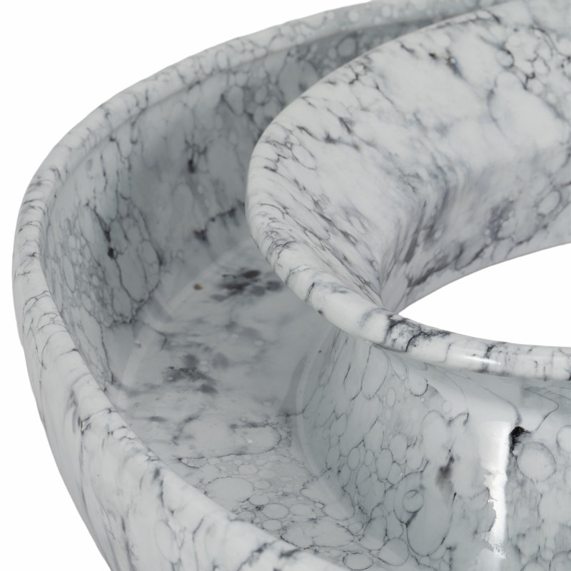 Modern Stoneware Vase Sculptural Design Marble Effect Finish Decorative Accent for Home Office Bedroom Living Room Decor - 4" White