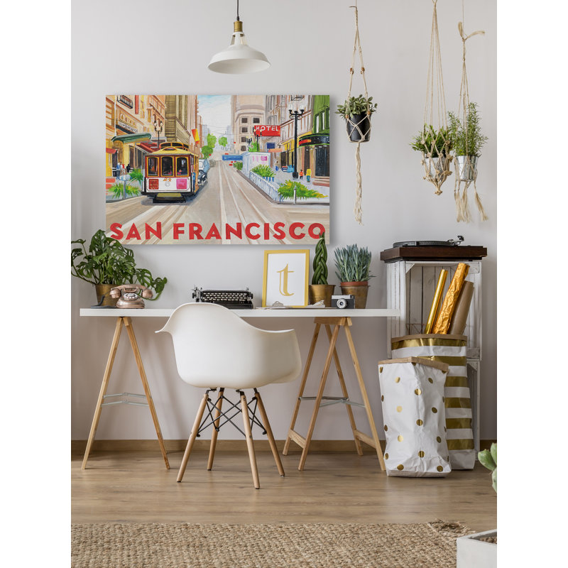 «Downtown San Francisco» par - peinture sur toile tendue, H 40 po x l 60 po x P 1,5 po