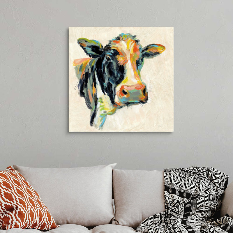 «Expressionistic Cow I», art mural sur toile, Toile tendue, H 30 po x l 30 po x P 1 po