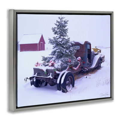 «Christmas Tree Truck», art mural encadré sur toile flottante par Dennis Frates