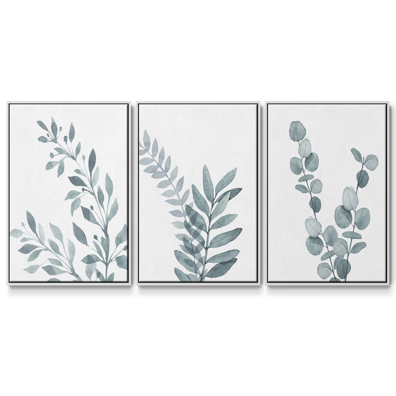 Blue Botanical Wash I 3 pièces, Blanc, H 27 po x l 54 po