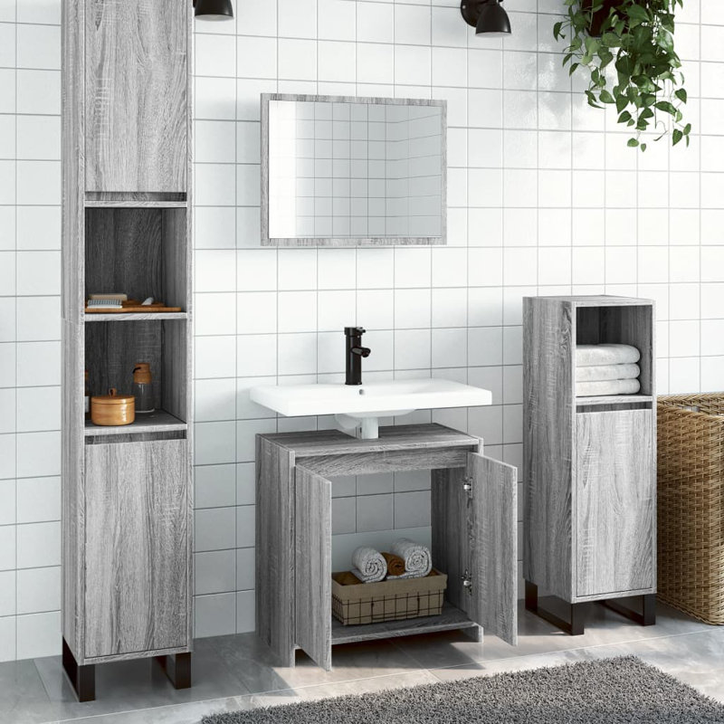 Dorlan 60cm Bathroom Vanity Base Only, Grey Sonoma