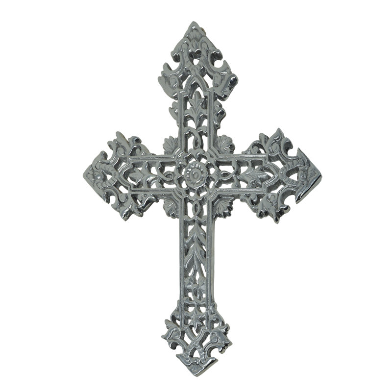 Pewter Cross In Baroque Shape