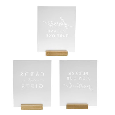 Set Of 3 Wedding Reception, Ceremony, Party, Table Decoration Signs With Holder
