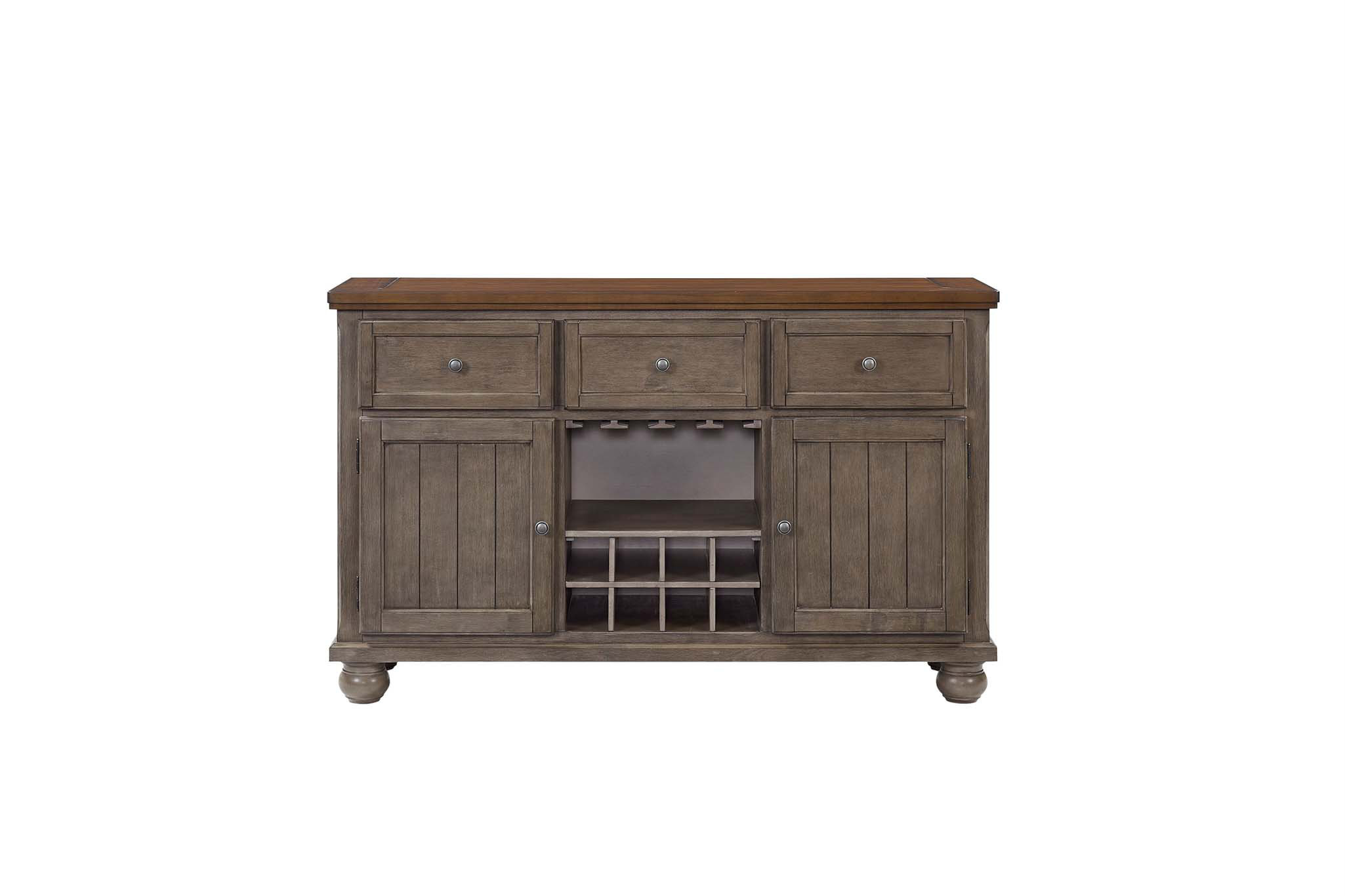 Reproduction Rustic Server One Allium Way® Rustic Two-Tone Server with Wine Storage and Powerpack ...