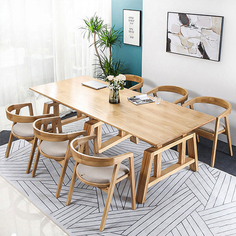 Ensemble de table de salle à manger pour 6 personnes Burlywood, 7 pièces : table, 6 chaises