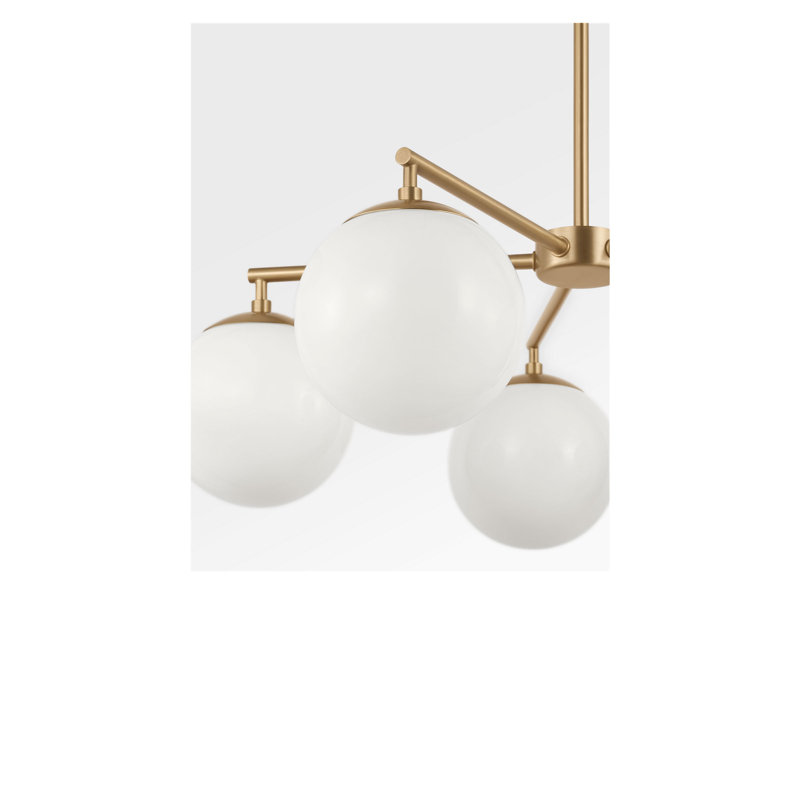 Lustre à cinq lumières, Non, Laiton satiné