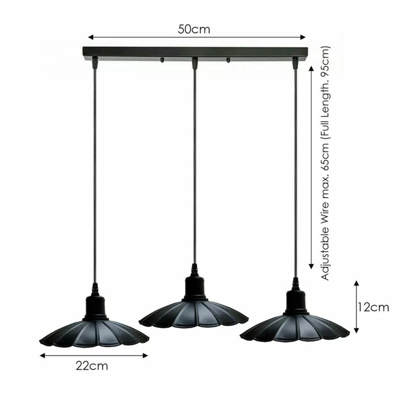3 - Light Matte Black Kitchen Island Pendant