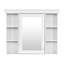 Armoire de rangement murale blanche 35 po x 28 po avec miroir et 6 tablettes ouvertes | Idée de cadeau
