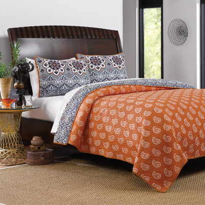 Greenland Home Fashions Medina  Saffron 3-Piece Queen Size Quilt Set 90x90 + 20x26 (2)