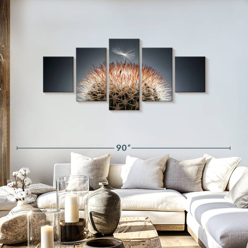 Graine de pissenlit sur cactus, H 30 po x l 68 po
