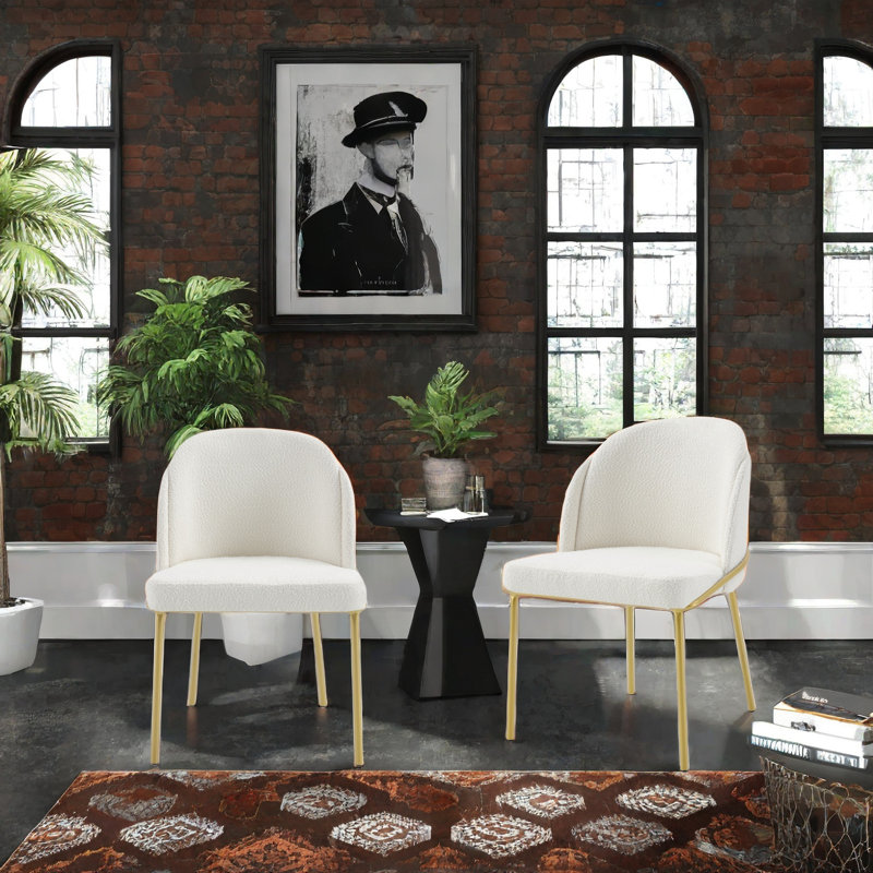 Collings Curved Back Upholstered Dining Chair (Set of 2), White, Brown