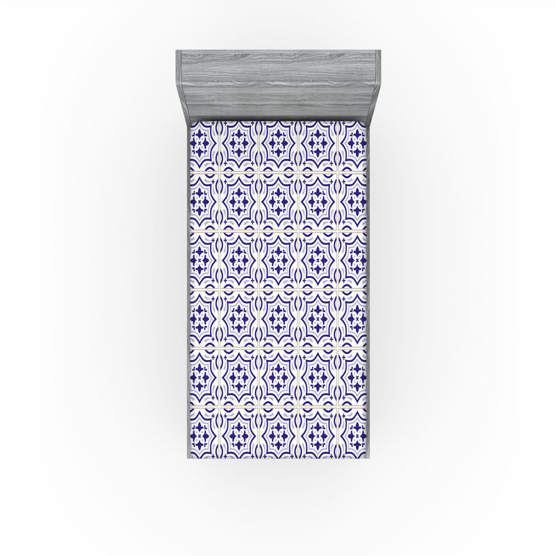 Drap-housse Ambesonne, paquet de 2, Violet / bleu / oriental gris, Drap-housse de taille simple