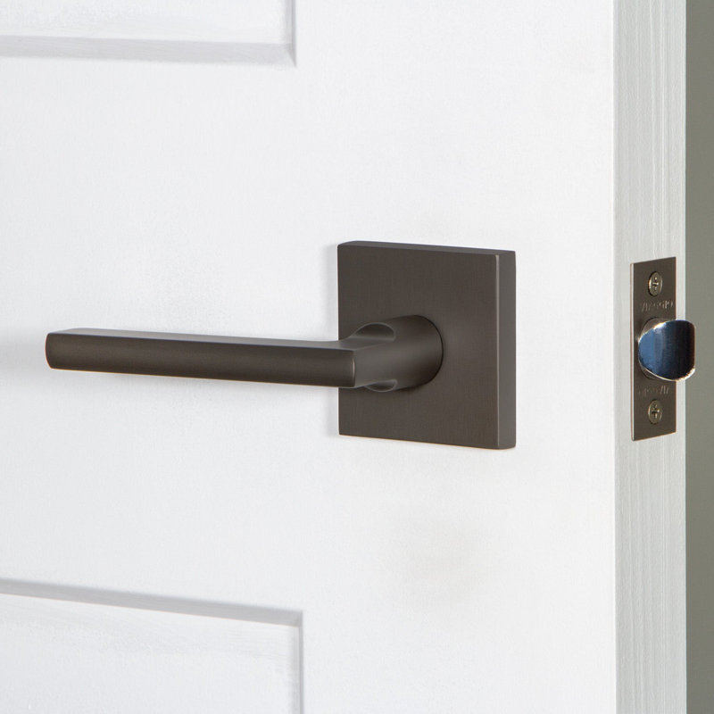 Viaggio Quadrato Rosette Passage (Hall & Closet) with Milano Lever, Titanium Gray, 2.375", Left