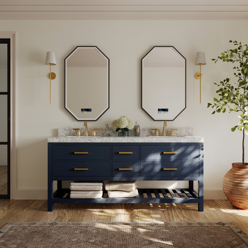 Elizabeth 72'' W Double Vanity, Heritage Blue | Brushed Gold