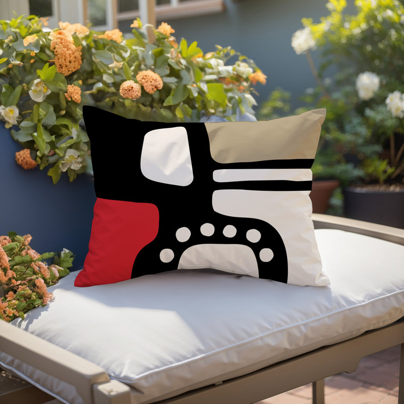 Coussin lombaire réversible intérieur / extérieur Sofi Minimalist, H 18 po x l 25 po, Rouge