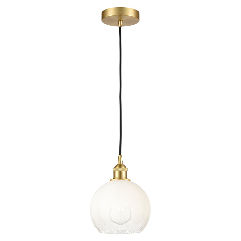 Edison - Brookhaven Globe - Mini luminaire suspendu à cordon 8 po 1 lumière, Or satiné, Opal