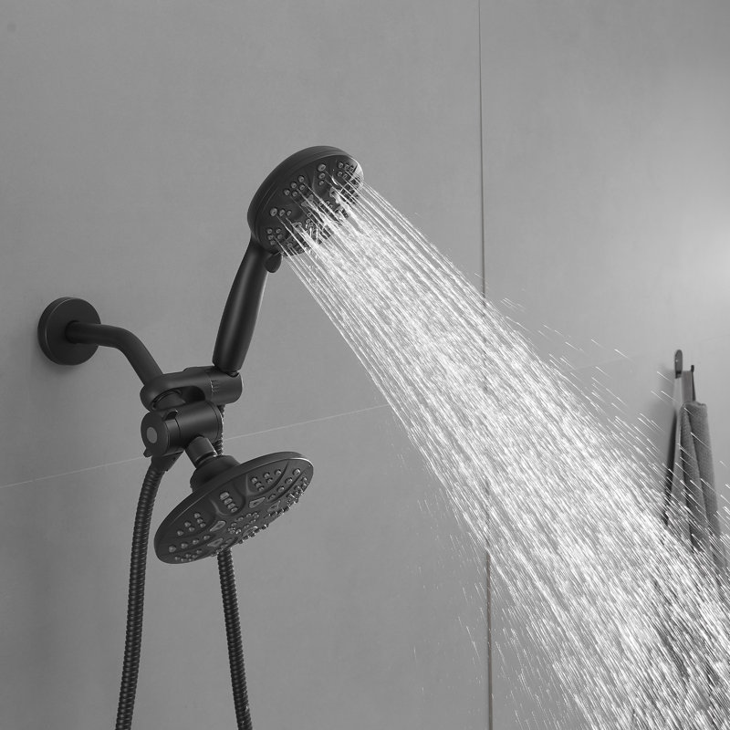 6-Spray Dual Shower Set With Filtered Handheld, Single-Handle Control, And Valve (1.8 GPM), Matte Black
