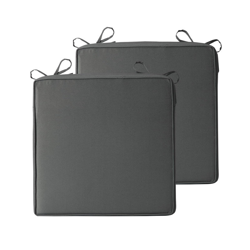 Outdoor Chair Cushions Set of 2, 19x19x4 in Waterproof Patio Seat Cushions with Ties, Gray