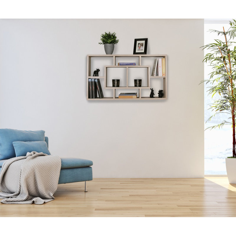Tiffany Floating Shelf, 52.5cm H x 85cm W x 16cm D, Sonoma Oak