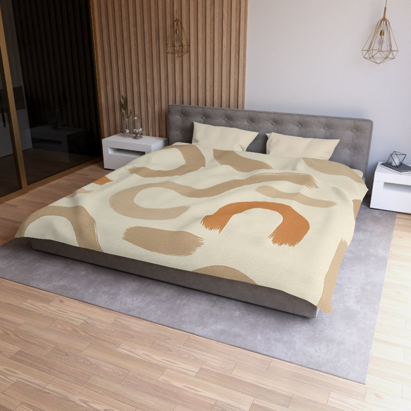 Microfiber Duvet Cover Boho Style, Design 73, Cream, King Duvet Cover