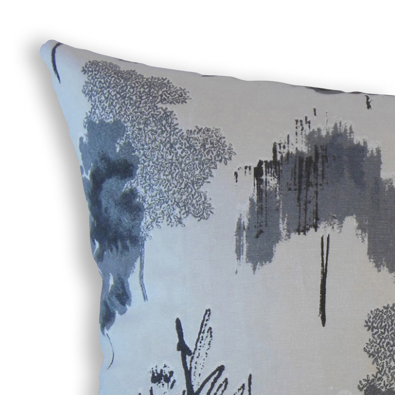 Oreiller en coton Kaira Ikat, 18 po x 18 po, Noir / Gris, Coussin décoratif