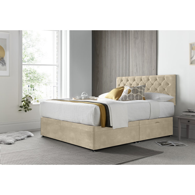 Florida Naple Divan Ottoman with Headboard on Struts, Small Double (4'), Beige