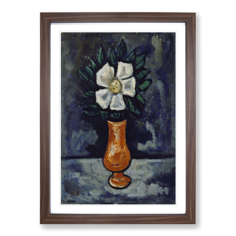 White Flower by Marsden Hartley - Picture Frame Painting, Walnut, 36cm H x 27cm W x 2cm D