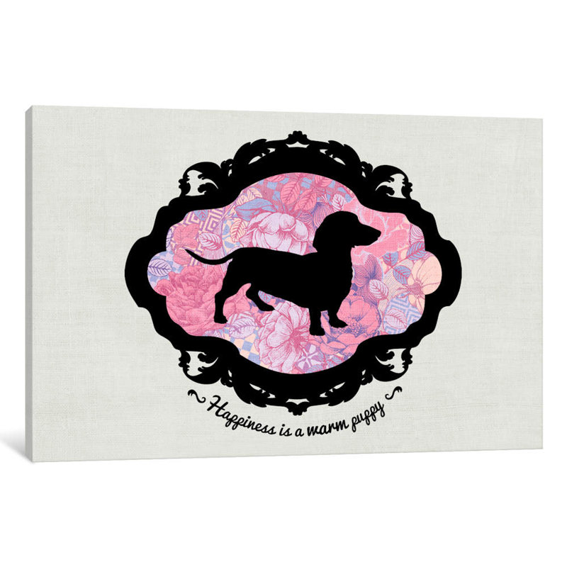 «Basset Hound I» par 5collectif, impression sur toile tendue, H 18 po x l 26 po x P 1,5 po, Toile encadrée noire