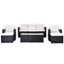 Ensemble de conversation modulaire en rotin de patio 6 pièces en osier 6 pièces avec table basse, canapés en osier, repose-pieds et coussins amovibles-1247424298