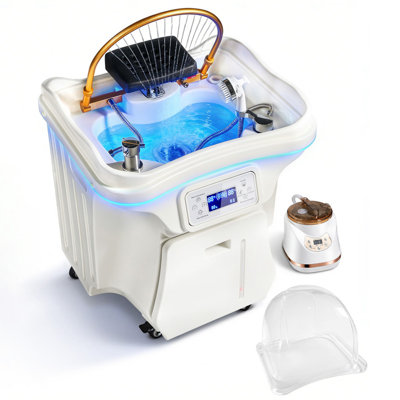 Professional Mobile Head Spa System,60L Large Tank, Thermostatic Water Circulation, Steam & LED Therapy, Thick ABS Rolled Shell for Salon & Scalp Care