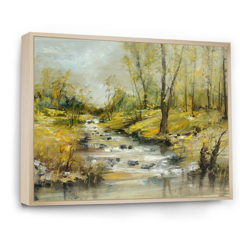 «Summer River Landscape», reproduction sur toile flottante, H 30 po x l 40 po x P 1,5 po, Cadre naturel flottant