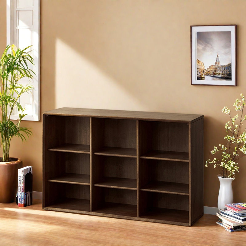 Bibliothèque tendance de style classique, (3 tablettes) H 27,5 po x l 47,2 po x P 12,5 po, Marron foncé
