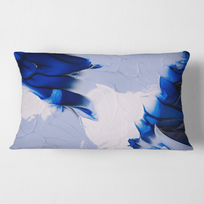Abstract Blue Grey and White Waves - Modern Printed Throw Pillow