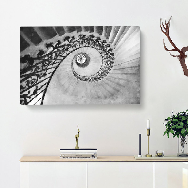 Spiral Staircase Painting - Wrapped Canvas, 50cm H x 76cm W x 3cm D