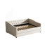 Lit de jour double avec lit gigogne simple et canapé-lit capitonné, avec bouton sur le dos et clou en cuivre sur les bras ondulés - gris clair-2141430402-2141430412