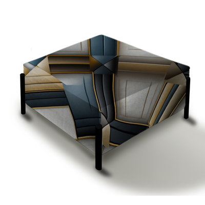 Grey And Gold Marble Mosaic Dimensions - Geometric Large Square Ottoman