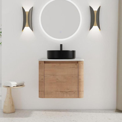 Meuble-lavabo mural avec lavabo et porte à fermeture en douceur